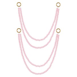 SUPERFINDINGS 2Pcs Pearl Curtain Tiebacks Pink Curtain Tie Backs 40cm Curtain Holders Beaded Curtain Holdbacks with 304 Stainless Metal Rings for Bedroom Farmhouse Decor