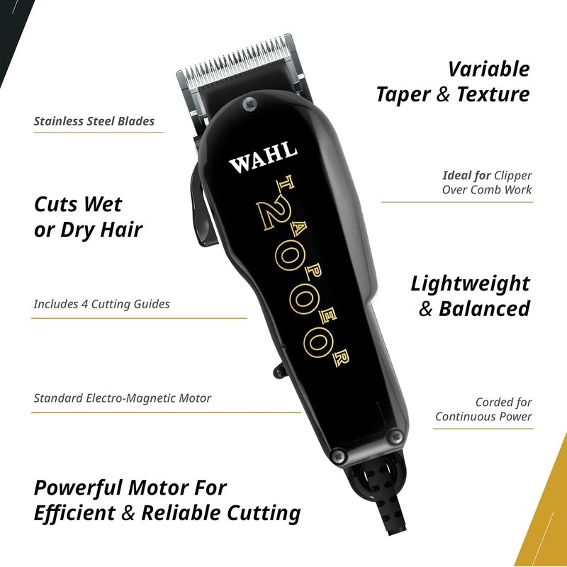 Wahl Professional Taper 2000 Adjustable Cut Clipper #8472-850 – Black