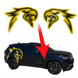 FMS Gear Yellow HellHawk Emblems fits wk2 Jeep Trackhawk Grand Cherokee Track Hawk