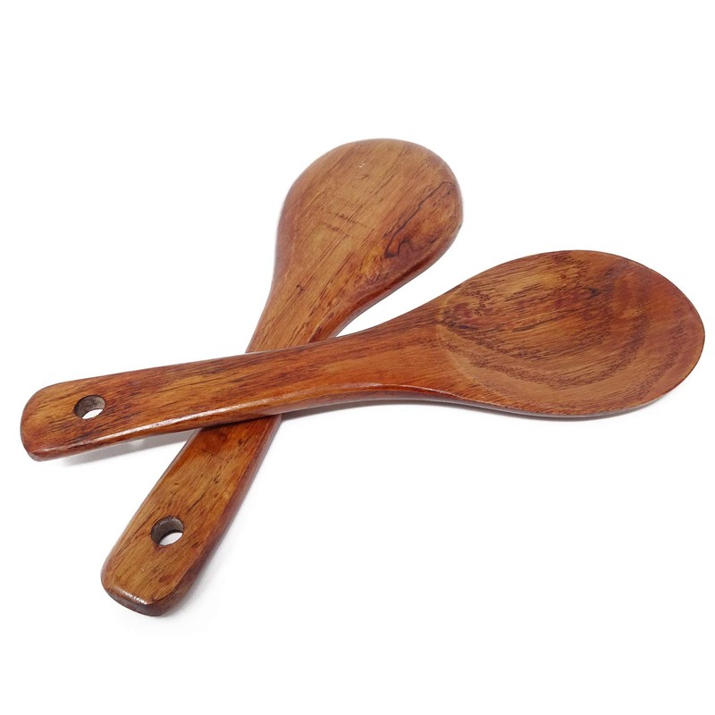 Honbay 2PCS Wooden Rice Paddle Wood Spoons Nonstick Heat Resistance