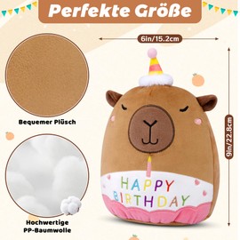 MUFEIRUO Capybara Cuddly Toy, Happy Birthday Capybara Plush, Water Pig Stuffed Toy, Teddy Bears Plush Toy, Stuffed Toy, Cuddly Toy, Birthday Gifts for Children, Boys, Girls