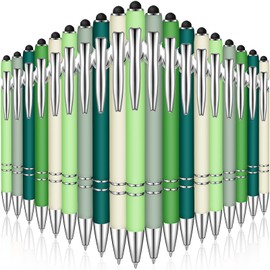 Zonon 38 Pieces Rubberized Ballpoint Pen with Stylus Tip Stylish Metal Pen Capactive Styli with Soft Rubberized Grip, Black Ink for Most Devices(Charming Colors)