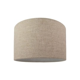 Contemporary and Stylish Natural Linen 10" Drum Lamp Shade in Beige Oatmeal | 25cm Diameter | 60w Maximum by Happy Homewares
