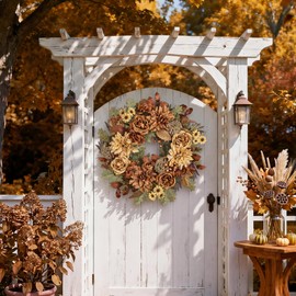 MDSTBN 24in Fall Wreaths for Front Door Artificial Autumn Wreath