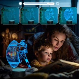 Football Player 3D Nightlight, Attivolife Rugby Illusion LED Lamp with Remote & Touch Control, 16 Colors Changing Dimmable, Great Bedside Decor Birthday Gift for Outsports Lover Children Kids Boys