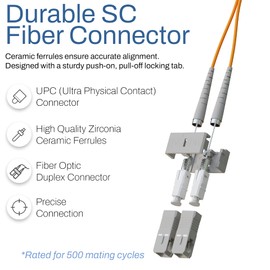 SpeedaLite 2M SC to ST Fiber Patch Cable OM1 Multimode Duplex 10Gig OFNR, 2 Meter