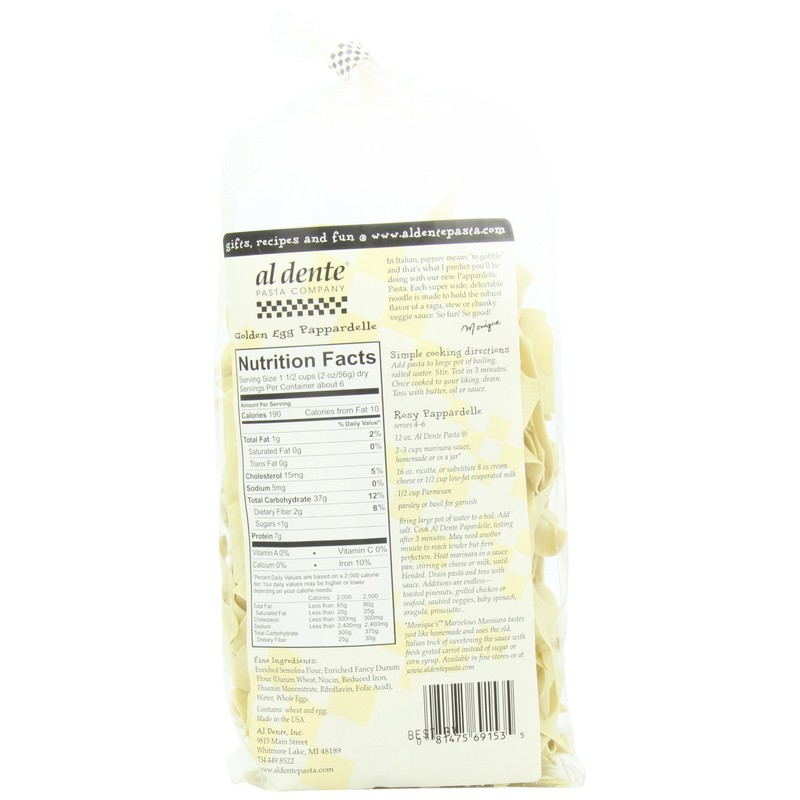 Al Dente Pappardelle, Golden Egg, 12-Ounce (Pack of 6)