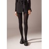 CALZEDONIA Woman's Soft Modal and Cashmere Blend Tights in Black,