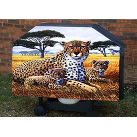 Cheetah & Cubs BBQ & Gas Grill Cover ~ Heavy Duty Vinyl ~ All Weather Waterproof ~Size Options in Drop Down menu (Cheetah 1 48x42x20)