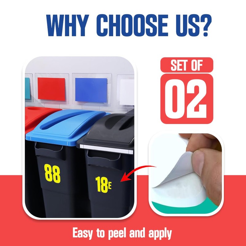 Wheelie Bin Numbers 1-999 (and/or. Letters A-Z) 2 Sets Waterproof