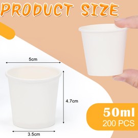 KYYGKY 200 Pack 50ml Paper Cups Single-Wall White Paper Coffee Cups Mini Tasting Cup Small Sampling Cup Hot/Cold Beverage Drinking Cup Party Cups for Party Birthday Weddings Office Bathroom Travel