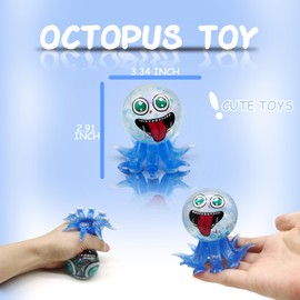 ZTATU Octopus Suction Toys Stress Balls for Kids (1PCS) Sensory Octopus Squishy Fidget Toys Party Favors Sea Animals, Stress Relief Squeeze Ball, Easter Basket Stuffers