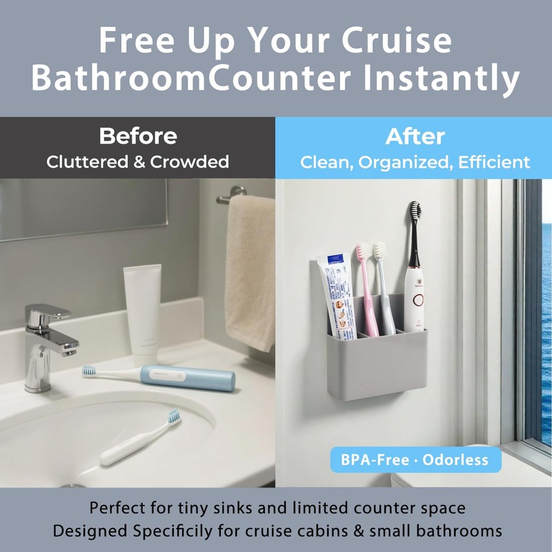 Magnetic Toothbrush Holder for Cruise Ship Cabin – Wall-Mounted Cruise