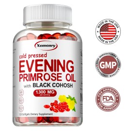 xemenry Evening Primrose Oil Capsules 1300mg, Supports Women's Health, Improve Skin