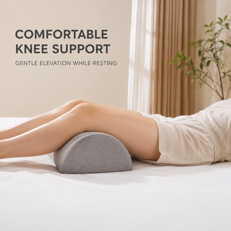Half-Moon Memory Foam Bolster Pillow for Knee, Ankle, Back &