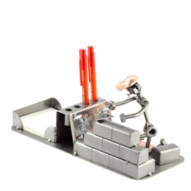 Steelman24 I Nuts and bolts sculpture Bricklayer Desk Organizer Office Tidy With Personal Engraving I Handmade metal ornaments I