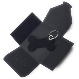 Felt Key Fob, Bones/Dogs, Black as Key Chain/Suitcase Tag and Special Gift with Eyelet and Key Ring - Made in Germany, neutral