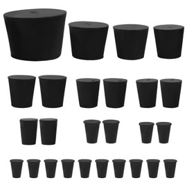 Zorfeter 26 PCS Solid Rubber Stoppers, 11 Assorted Sizes(000# - 8#) Tapered Lab Bungs Black Corks, Odor Control Pipe Tank Bottle for Plants/Salt and Pepper Shaker