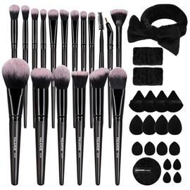 MAANGE Brochas para Maquillaje Profesional 38Pcs Set de Brochas Maquillaje Esenciales para Base Polvo Sombra de Ojos Brochas de Maquillaje Suave Sintéticos Premium para Uso Diario o Banquetes(Negro)
