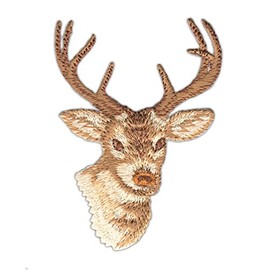 Deer Head Patch for Iron-On or Sew On Antlers for Costume Clothing Embroidered Iron-On Patch Size 6.0 x 8.7 cm