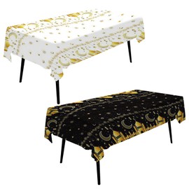 BEIBXHQQ 2 Pieces Moon Themed Tablecloth, Ramadan Tablecloth, Umrah Mubarak Decoration, Eid Tablecloth, Church Tablecloth, Crayfish Tablecloth, Ramadan Table Decoration Cloth