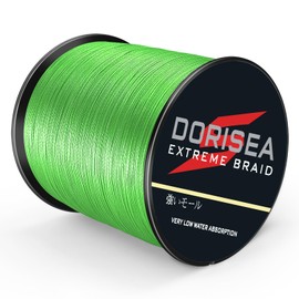 Dorisea Extreme Braid 100%Pe Braided Fishing Line 6-550Lb Test Fishing Wire 100m/109Yards Fishing String-Abrasion Resistant Incredible Superline Zero Stretch(Fluorescent Green, 550lb/2.5mm(16Strands))