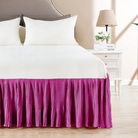 Home Soft Things Microfiber Pleated Bedskirt, Stylish Design Wrap Around Solid Microfiber with 18" Drop, Gathered Ruffled Bedding Home Decoration, King, Spring Crocus (78" x 80" + 18")