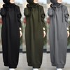 Women's Modest Autumn Solid Color Hooded Drawstring Loose Casual Long Sleeve Sweatshirt with Pockets Duruma Grey/XL 2ea