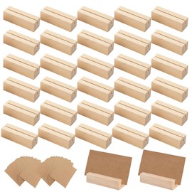 Esforzarse 30 Pezzi Porta Carte in Legno, Supporto Tavolo per Menu e Cartoline, Porta Biglietti da Visita e Segnaposto, Espositore Legno per Foto Matrimonio e Inviti,Supporto Cartoncini per Ristorante