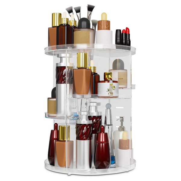 Zawaer Make Up Cosmetic Organiser, 360° Rotating Makeup Storage Box,