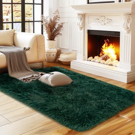 Extra Large Fluffy Area Rug for Bedroom Living Room, 9x12 Feet Blackish Green Modern Indoor Carpets Room Colorful Rugs, Plush Indoor Nursery Classroom Home Decor Bedside Rug with Non-Slip Bottom