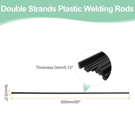 MECCANIXITY 10 Pcs Black Plastic Welding Rods 5mm x 500mm PE Double Strands Ribbon Welding Strip with Smoothing Tools for Repairing Water Tanks Forklift Pallets Trash Cans(0.2inch x 20inch)