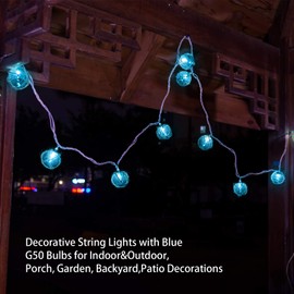 Nautical String Lights, Beach Theme Float Lights Set of 10 Blue G50 Beach String Lights for Ocean Themed Decor,Fishing Fairy Lights Adding Flare of Coast Room Decor
