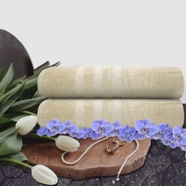TURKWELL Luxury Bath Sheets Towels Set, 100% Combed Cotton, 35x70 in Extra Large Bath Towels for Bathroom Decor, Hotel, Spa, Gym, Beach Towel, Bath Towel Set of 2 (Beige)