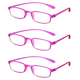 Calabria 718 Flexie Oval Reading Glasses +2.75 Fuschia (3pack) Men/Women Bendable Single Power Readers Flexible Durable TR90