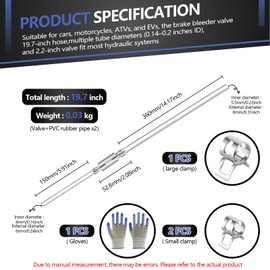 Brake Bleeder One Way Valve Tube Bleeding, with 2 Clamp Gloves, One Way Check Valve Brake Bleeder kit, for Hydraulic System Bleeding, Car Clutch Fluid Replacement Hose