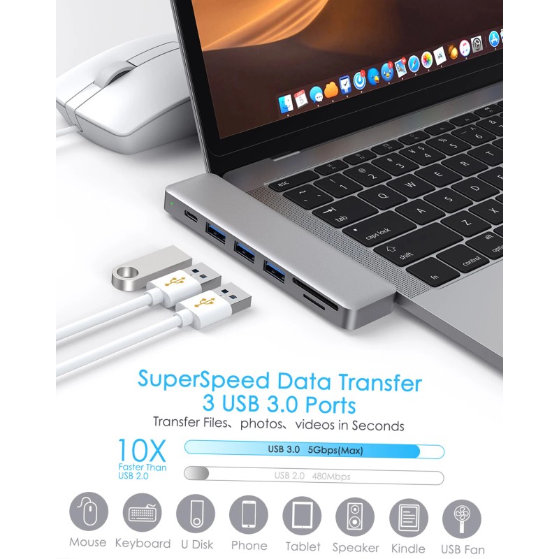 dodocool 7 in 1 Aluminum USB-C Hub Thunderbolt 3 USB