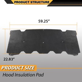 CNNELL Hood Insulation Pad 1/2" w/ Clips Compatible with GMC Pick-Up Trucks 2007-2013, Not Fit Chevy Trucks