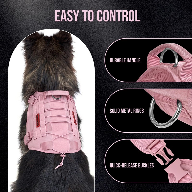 Tactical Dog Harness With Handle, Military Vest for Large Medium
