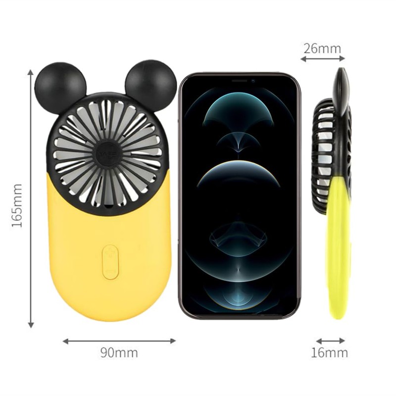 Generic Cute Mouse Personal Mini Fan, Handheld USB Rechargeable Fan