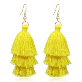RofYof Colorful Tassel Earrings Layered Tassel Earrings Bohemian Dangle Drop Earrings for Women Fashion Jewelry Valentine Birthday Party Gift (yellow)
