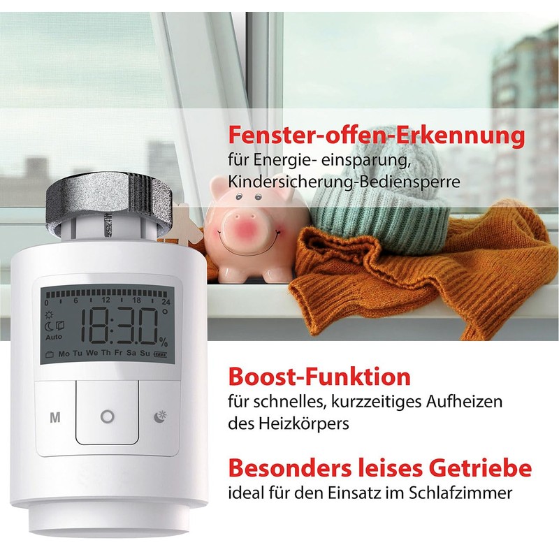 revolt Radiator Thermostats: Set of 3 Programmable Universal Radiator Thermostats,