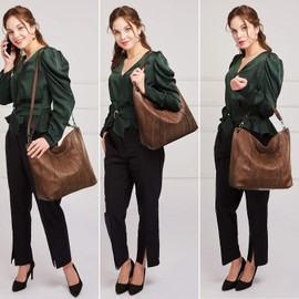 VONMAY Purses for Women Vegan Leather Handbags Large Ladies Studs Hobo Bags Tote Purse Bucket Shoulder Bag (Coffee)