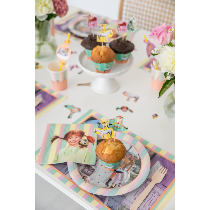 Pippi Longstocking Cupcake Banderoles Pack of 12 // Pippi Longstocking