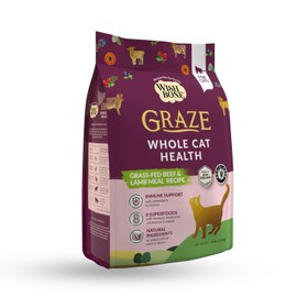Wishbone Graze New Zealand Beef and Lamb, Gluten Free, Grain Free Dry Cat Food, Premium Beef and Lamb Recipe Cat Food for Overall Pet Health - 4 lb