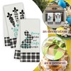 Easter Dish Towels, Black Plaid Kitchen Towels, Happy Easter Bunny
