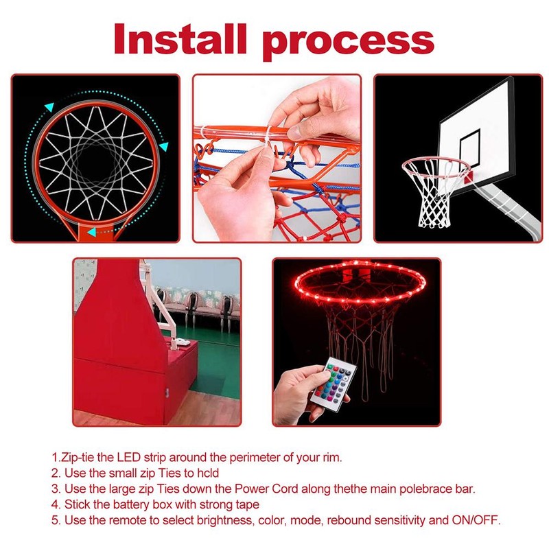 LED Basketball Hoop Lights Remote Control Basketball Rim LED Light