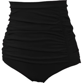 COCOPEAR Women's Ruched High Waisted Bikini Bottom Retro Vintage Swim Short Tankinis Black 2XL/14-16