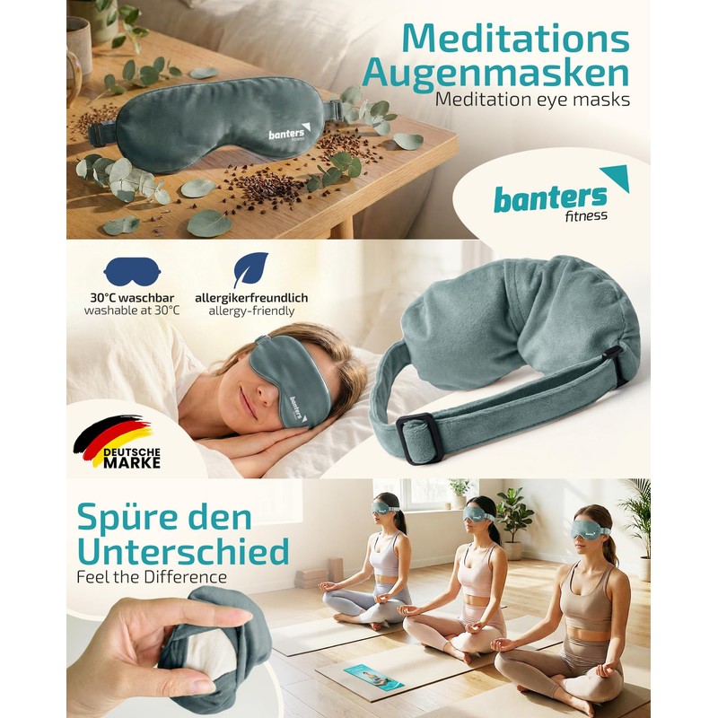 Banters Organic Eye Pillow Velvet Buckwheat & Eucalyptus Blue 23