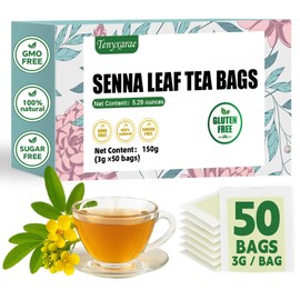 Senna Tea Bags, 50 Teabags, 3g/Bag, Made with 100% Natural Senna Leaves. Caffeine-Free | Sugar-Free | Gluten-Free | Vegan. Eco-Friendly Tea Bags